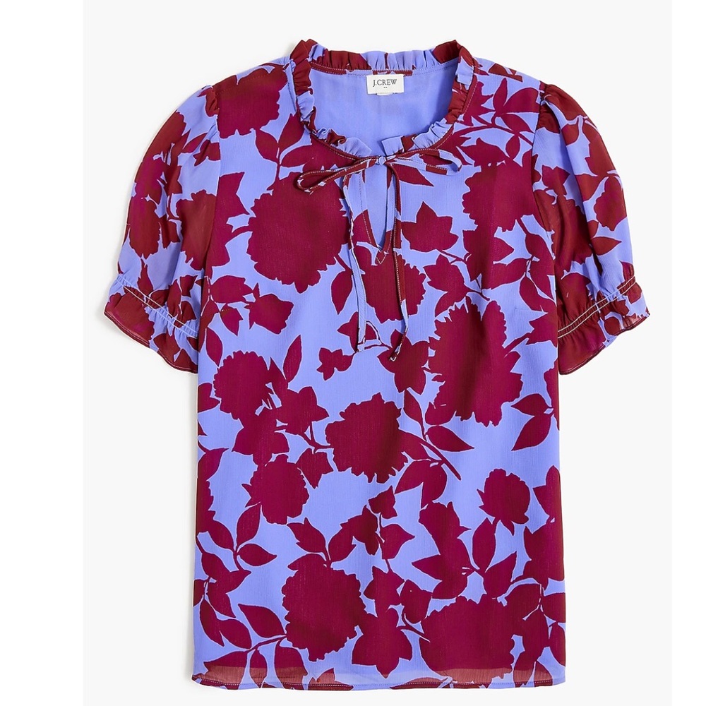 J. Crew Women's Floral Top - Red and Blue